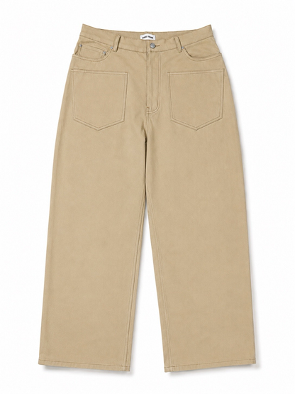 CHINO BAGGY PANTS - BEIGE