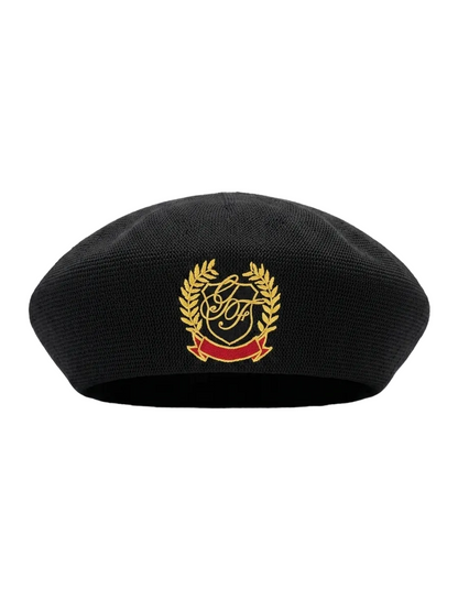 MONOGRAM EMBLEM BERET - BLACK