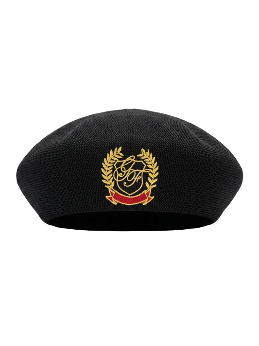 MONOGRAM EMBLEM BERET - BLACK
